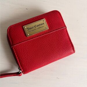 Juicy Couture Red Zip Wallet with Gold Plaque
